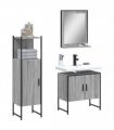 vidaXL 3 Piece Bathroom Cabinet Set Grey Sonoma Engineered Wood