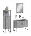 vidaXL 3 Piece Bathroom Cabinet Set Grey Sonoma Engineered Wood