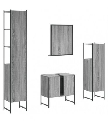 vidaXL 4 Piece Bathroom Cabinet Set Grey Sonoma Engineered Wood