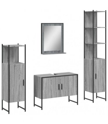 vidaXL 4 Piece Bathroom Cabinet Set Grey Sonoma Engineered Wood