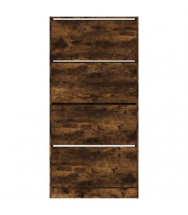 vidaXL Shoe Cabinet with 4 Flip-Drawers Smoked Oak 80x21x163,5 cm