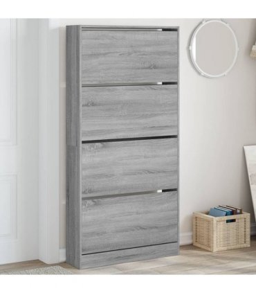 vidaXL Shoe Cabinet with 4 Flip-Drawers Grey Sonoma 80x21x163,5 cm