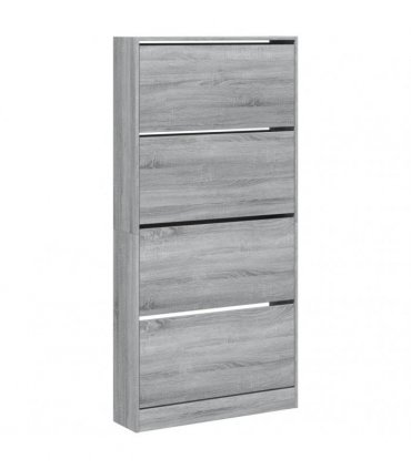 vidaXL Shoe Cabinet with 4 Flip-Drawers Grey Sonoma 80x21x163,5 cm