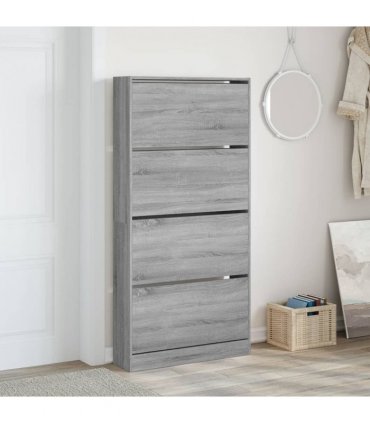 vidaXL Shoe Cabinet with 4 Flip-Drawers Grey Sonoma 80x21x163,5 cm