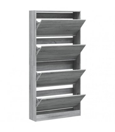 vidaXL Shoe Cabinet with 4 Flip-Drawers Grey Sonoma 80x21x163,5 cm