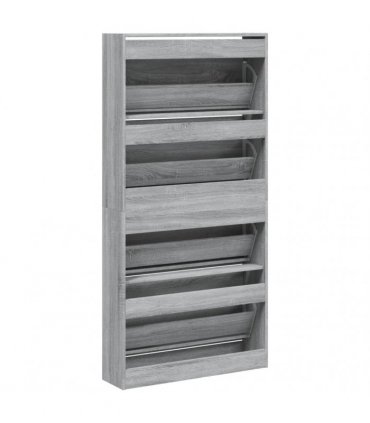 vidaXL Shoe Cabinet with 4 Flip-Drawers Grey Sonoma 80x21x163,5 cm
