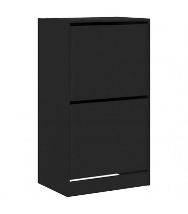 vidaXL Shoe Cabinet with 2 Flip-Drawers Black 60x42x108 cm