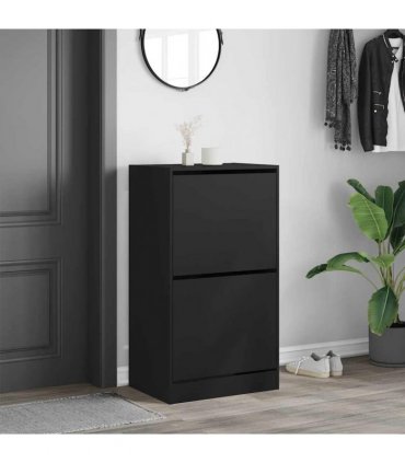 vidaXL Shoe Cabinet with 2 Flip-Drawers Black 60x42x108 cm