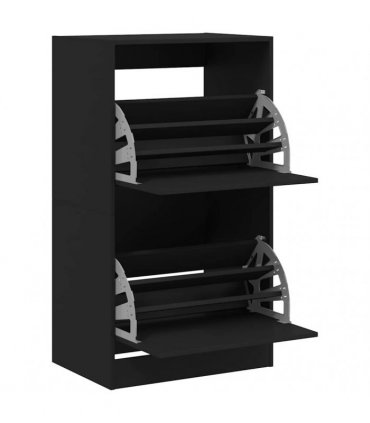 vidaXL Shoe Cabinet with 2 Flip-Drawers Black 60x42x108 cm