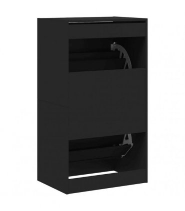 vidaXL Shoe Cabinet with 2 Flip-Drawers Black 60x42x108 cm