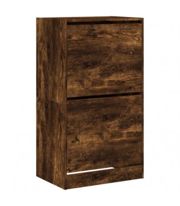 vidaXL Shoe Cabinet with 2 Flip-Drawers Smoked Oak 60x42x108 cm