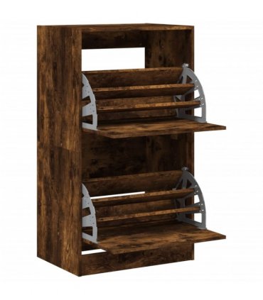 vidaXL Shoe Cabinet with 2 Flip-Drawers Smoked Oak 60x42x108 cm