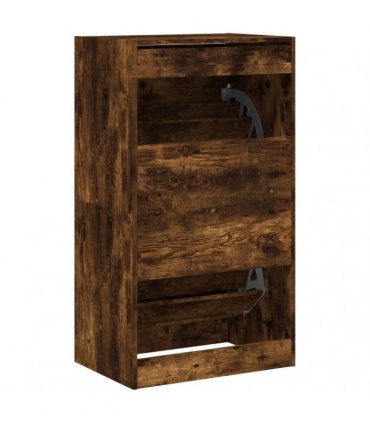 vidaXL Shoe Cabinet with 2 Flip-Drawers Smoked Oak 60x42x108 cm