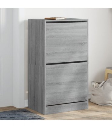 vidaXL Shoe Cabinet with 2 Flip-Drawers Grey Sonoma 60x42x108 cm