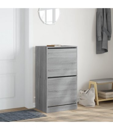 vidaXL Shoe Cabinet with 2 Flip-Drawers Grey Sonoma 60x42x108 cm