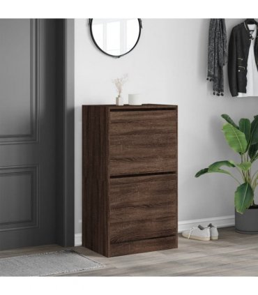 vidaXL Shoe Cabinet with 2 Flip-Drawers Brown Oak 60x42x108 cm