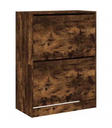 vidaXL Shoe Cabinet with 2 Flip-Drawers Smoked Oak 80x42x108 cm