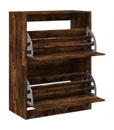 vidaXL Shoe Cabinet with 2 Flip-Drawers Smoked Oak 80x42x108 cm