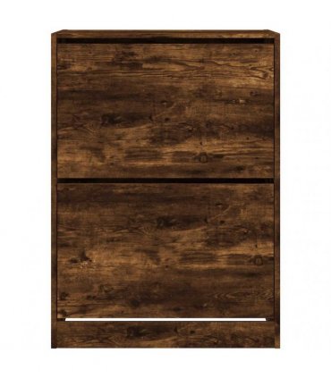 vidaXL Shoe Cabinet with 2 Flip-Drawers Smoked Oak 80x42x108 cm