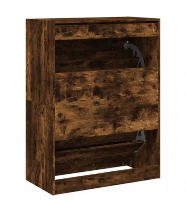 vidaXL Shoe Cabinet with 2 Flip-Drawers Smoked Oak 80x42x108 cm