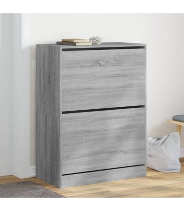 vidaXL Shoe Cabinet with 2 Flip-Drawers Grey Sonoma 80x42x108 cm