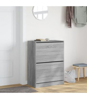 vidaXL Shoe Cabinet with 2 Flip-Drawers Grey Sonoma 80x42x108 cm