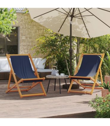 vidaXL Folding Chairs 2 pcs Blue Fabric