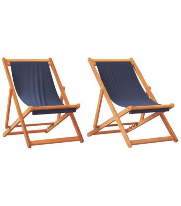 vidaXL Folding Chairs 2 pcs Blue Fabric