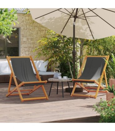 vidaXL Folding Chairs 2 pcs Grey Fabric