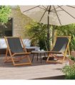 vidaXL Folding Chairs 2 pcs Grey Fabric