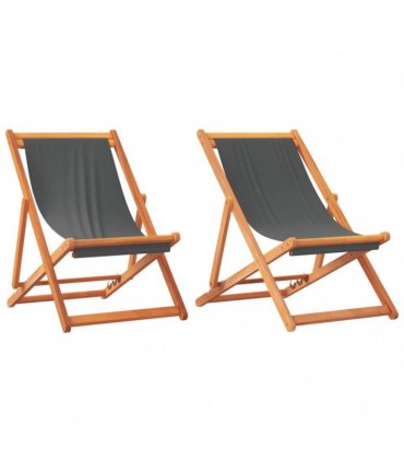 vidaXL Folding Chairs 2 pcs Grey Fabric