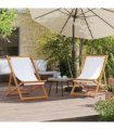 vidaXL Folding Chairs 2 pcs Cream White Fabric