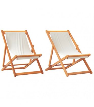 vidaXL Folding Chairs 2 pcs Cream White Fabric