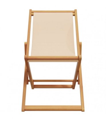 vidaXL Folding Chairs 2 pcs Beige Fabric and Solid Wood