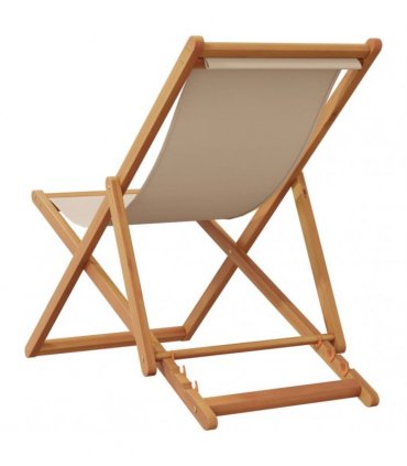 vidaXL Folding Chairs 2 pcs Beige Fabric and Solid Wood