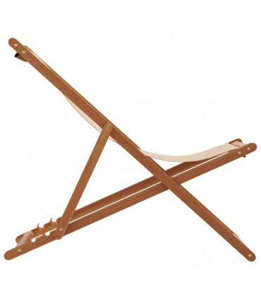 vidaXL Folding Chairs 2 pcs Beige Fabric and Solid Wood