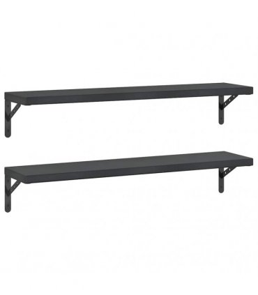 vidaXL Wall Shelves 2 pcs 100x23,5 cm Black Stainless Steel