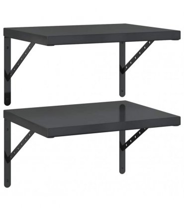 vidaXL Wall Shelves 2 pcs 50x40 cm Black Stainless Steel