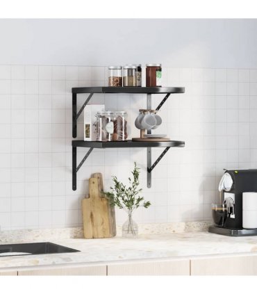vidaXL Wall Shelves 2 pcs 50x40 cm Black Stainless Steel