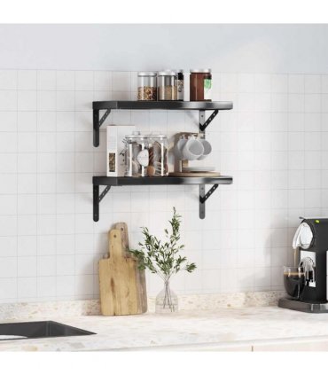 vidaXL Wall Shelves 2 pcs 50x23,5 cm Black Stainless Steel