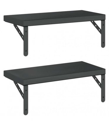 vidaXL Wall Shelves 2 pcs 50x23,5 cm Black Stainless Steel