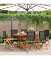 vidaXL Reclining Folding Chairs 6 pcs Black Poly Rattan and Solid Wood