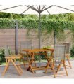 vidaXL Reclining Folding Chairs 4 pcs Grey Poly Rattan and Solid Wood