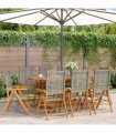 vidaXL Reclining Folding Chairs 8 pcs Grey Poly Rattan and Solid Wood