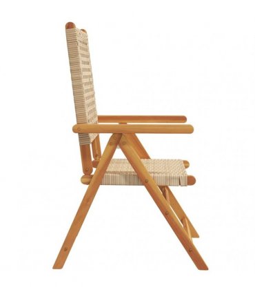 vidaXL Reclining Folding Chairs 6 pcs Beige Poly Rattan and Solid Wood