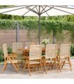 vidaXL Reclining Folding Chairs 8 pcs Beige Poly Rattan and Solid Wood