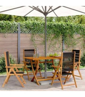 vidaXL Reclining Folding Chairs 4 pcs Black Solid Wood Acacia