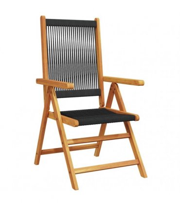 vidaXL Reclining Folding Chairs 6 pcs Black Solid Wood Acacia