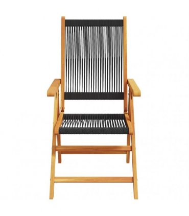 vidaXL Reclining Folding Chairs 6 pcs Black Solid Wood Acacia
