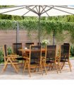 vidaXL Reclining Folding Chairs 8 pcs Black Solid Wood Acacia